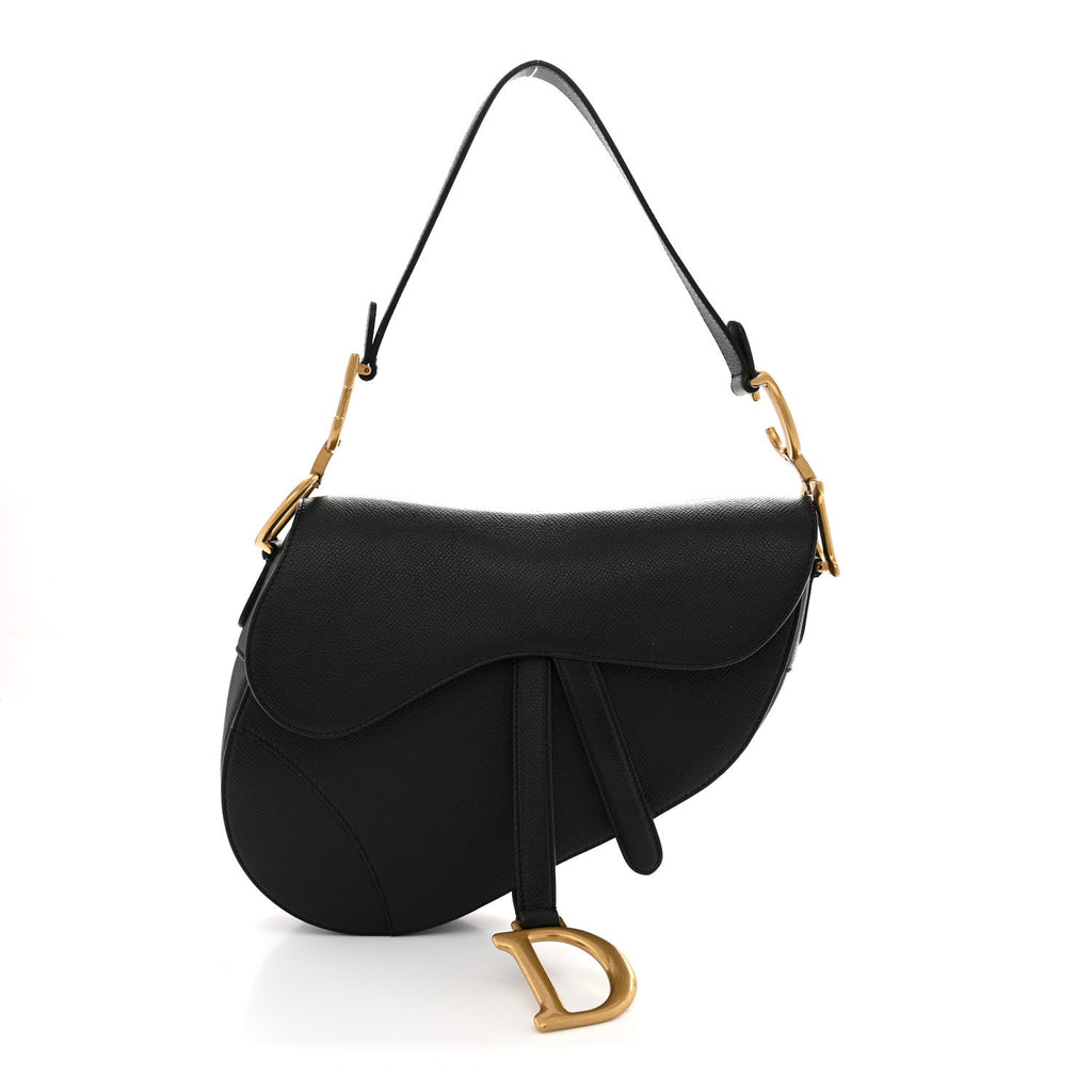Grained Calfskin Saddle Bag Black