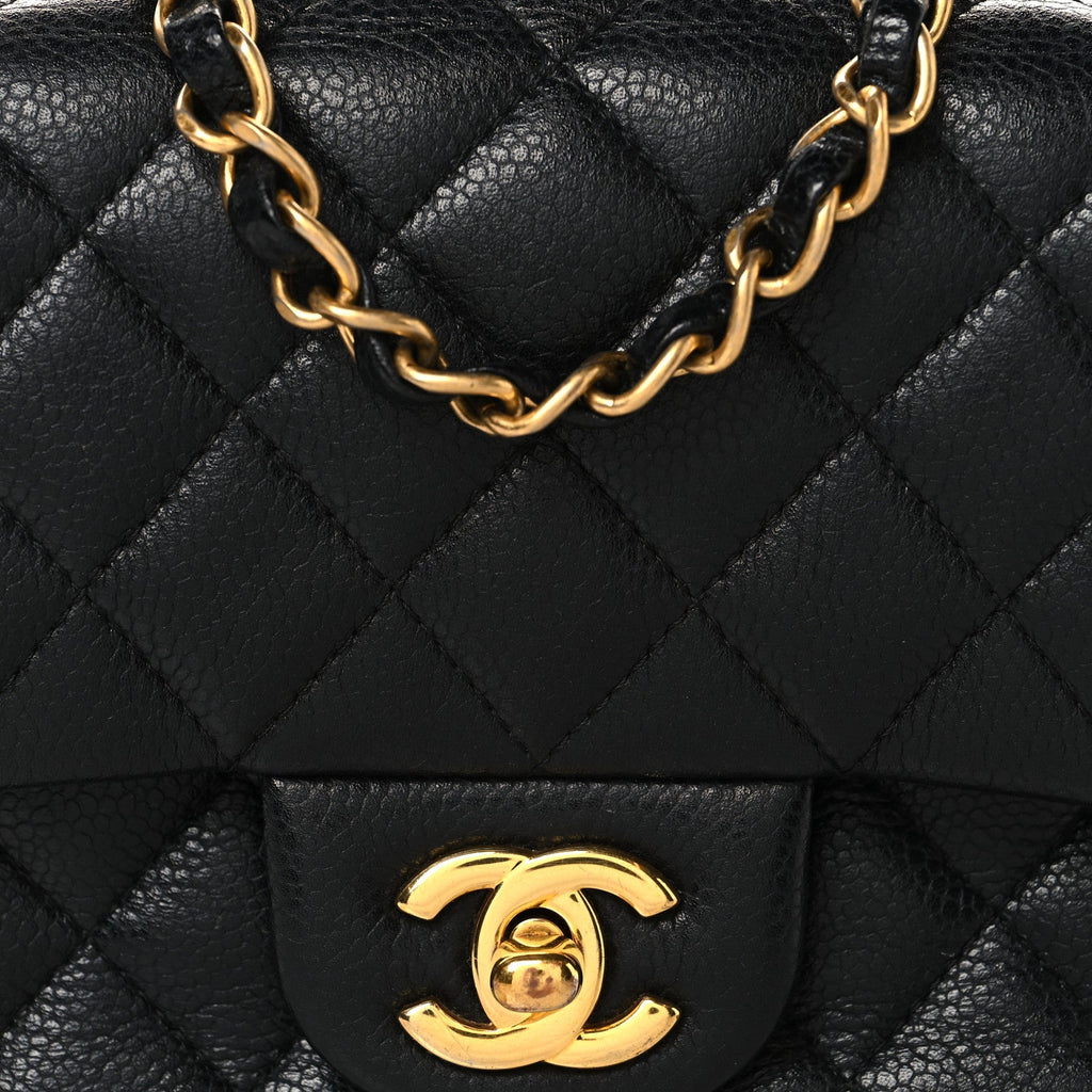 Caviar Quilted Mini Square Flap Black