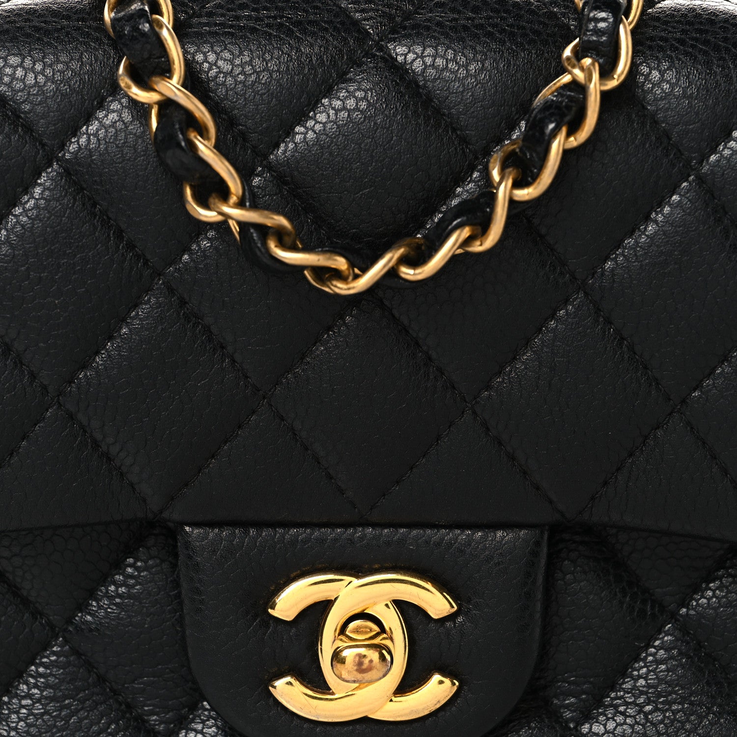 Caviar Quilted Mini Square Flap Black