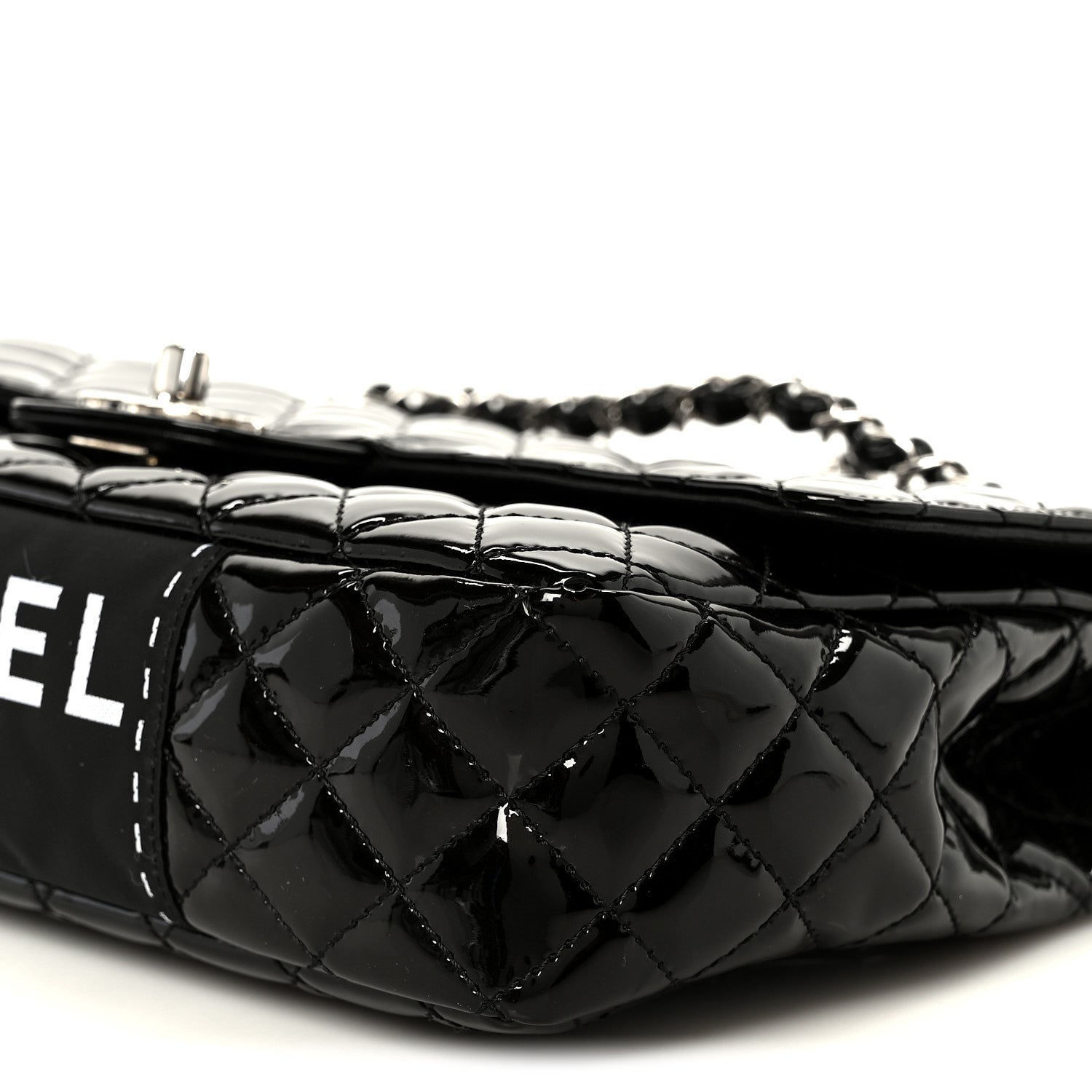 Patent Quilted Secret Label Medium Flap Black