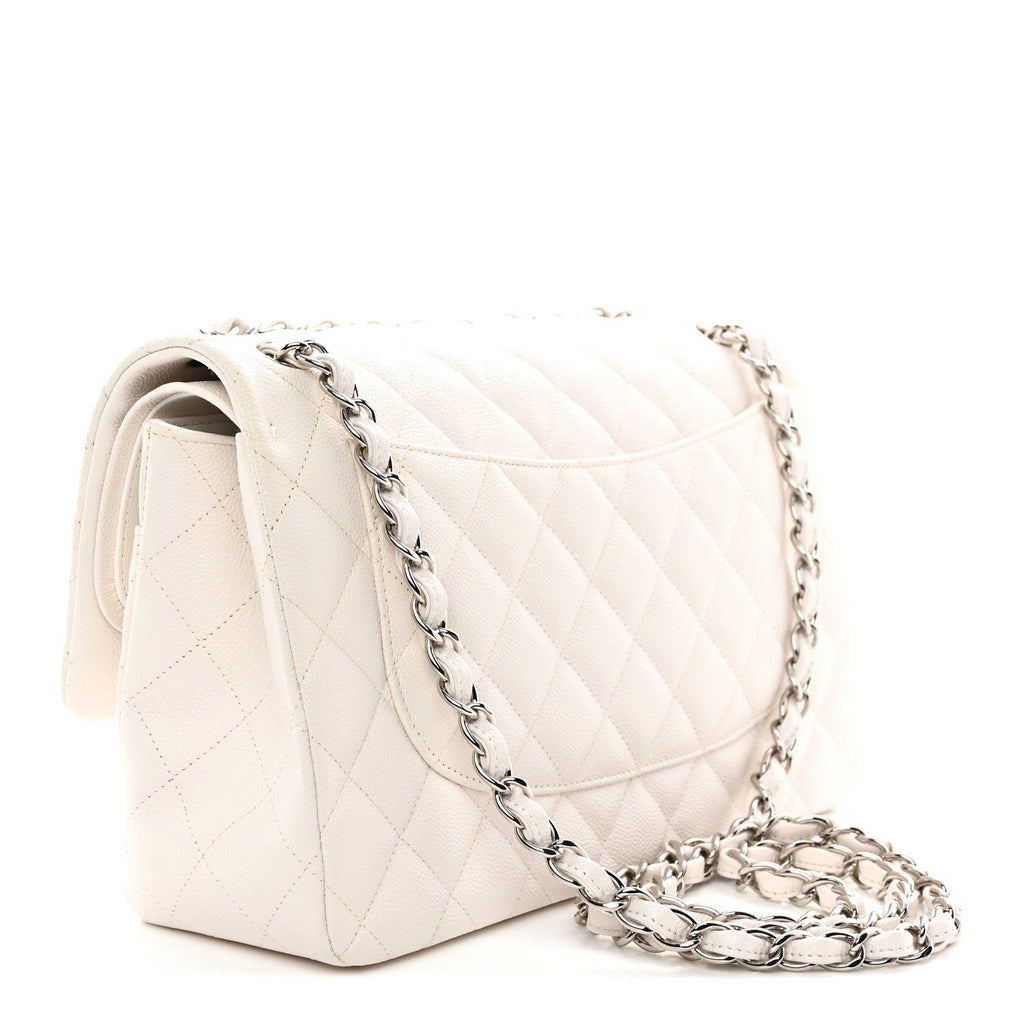 Caviar Quilted Jumbo Double Flap White