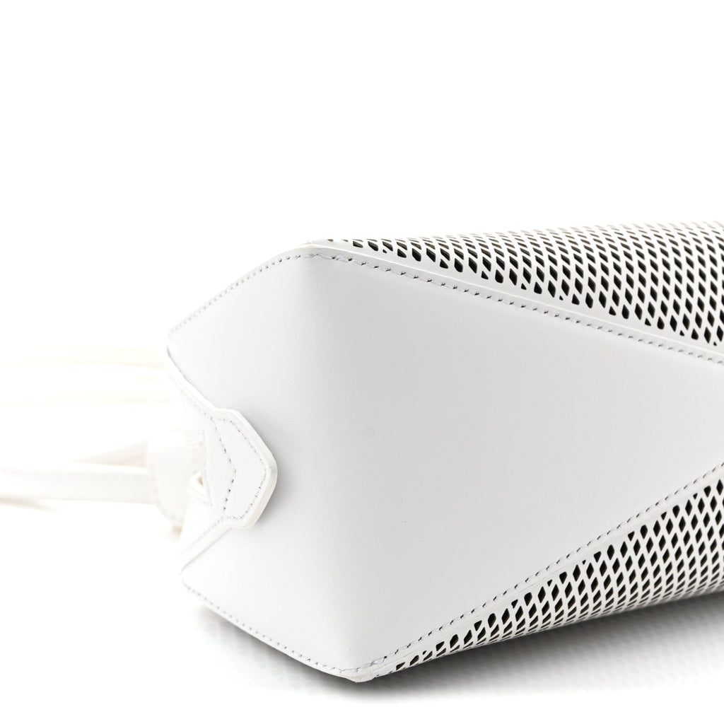 Fishnet Calfskin Laser Cut Medium Le Teckel Bag Blanc Optique