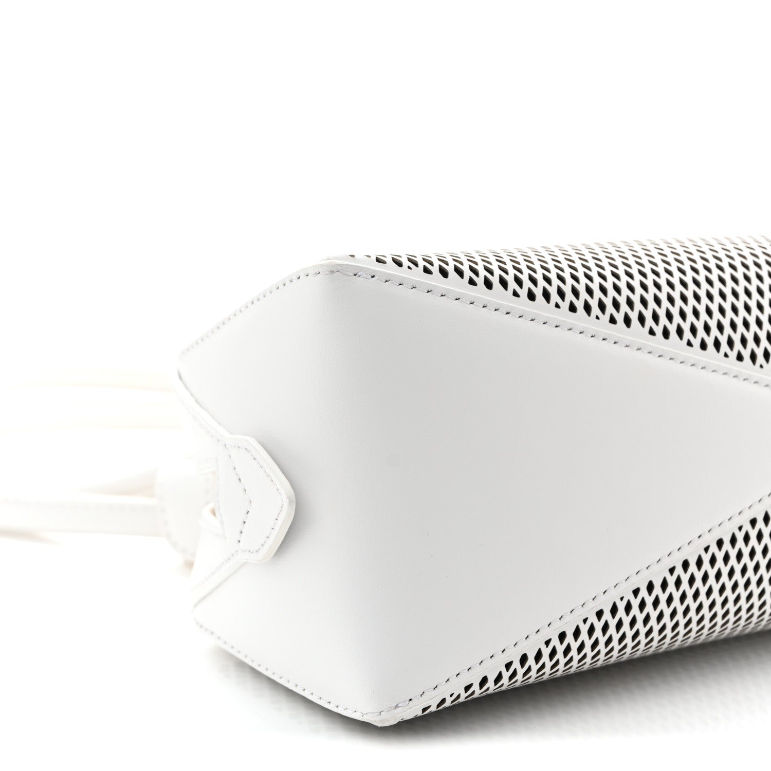 Fishnet Calfskin Laser Cut Medium Le Teckel Bag Blanc Optique