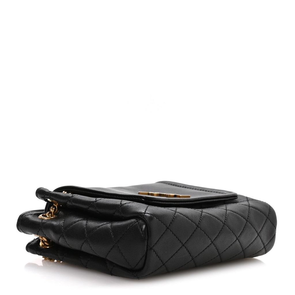 Lambskin Quilted Monogram Mini Nolita Black