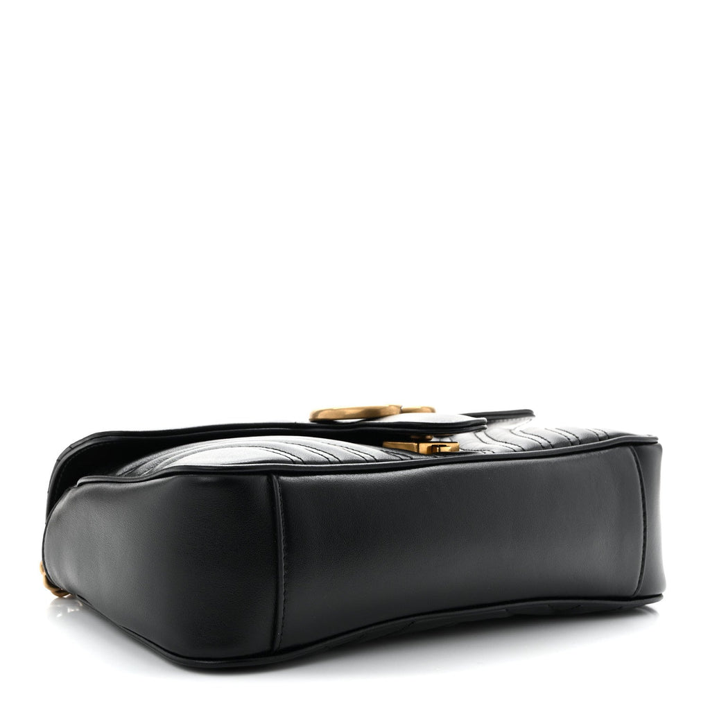 Calfskin Matelasse Small GG Marmont Shoulder Bag Black
