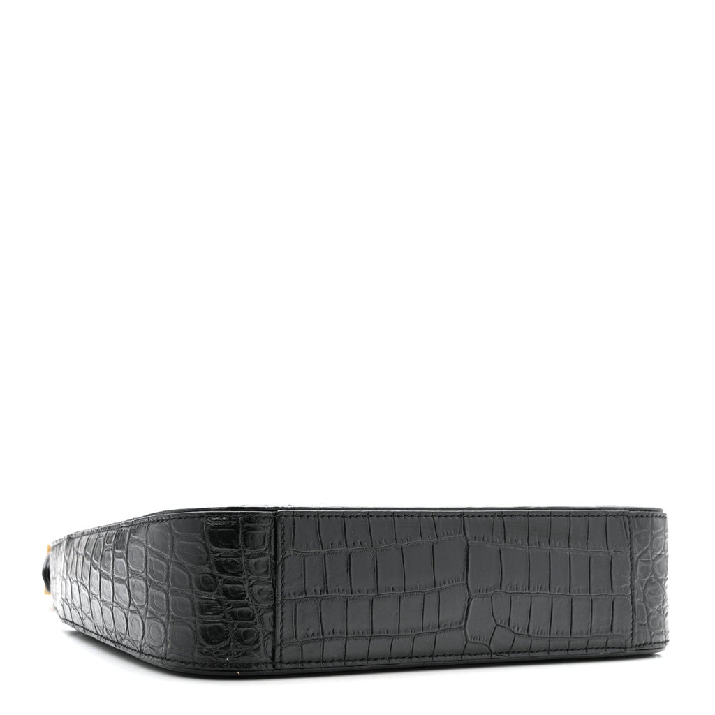 Calfskin Crocodile Embossed Le 5 A 7 Hobo Black