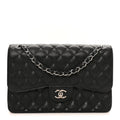 Caviar Quilted Jumbo Double Flap Black
