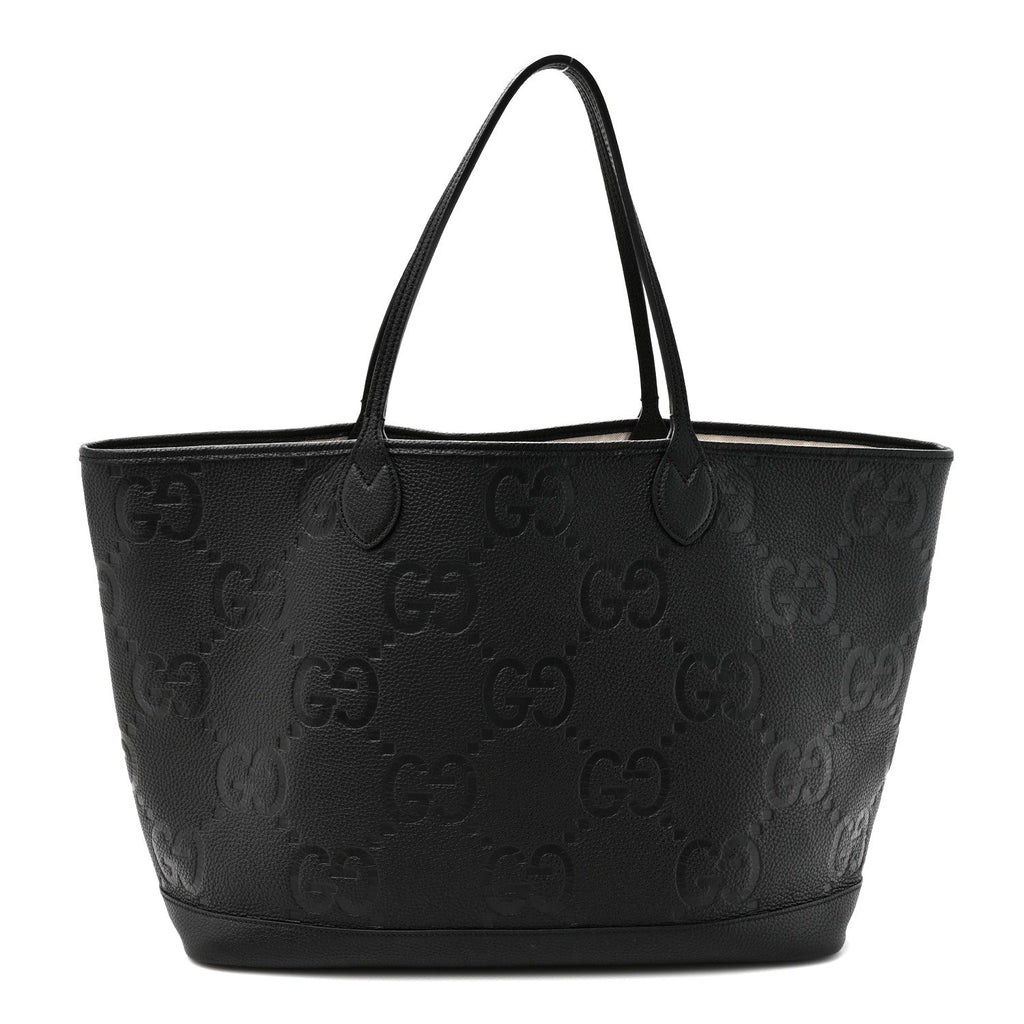 Monogram Jumbo GG Calfskin Web Large Shopping Tote Black