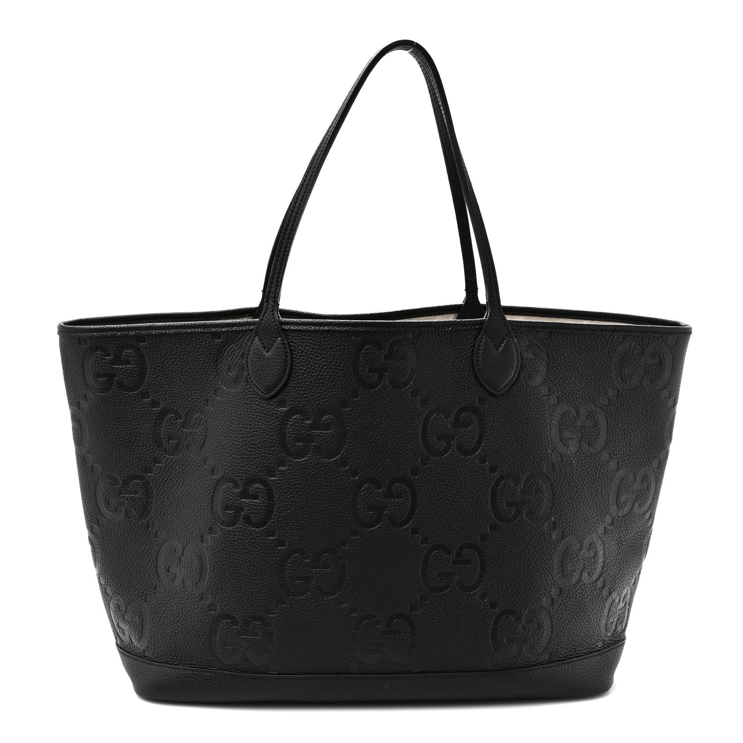 Monogram Jumbo GG Calfskin Web Large Shopping Tote Black