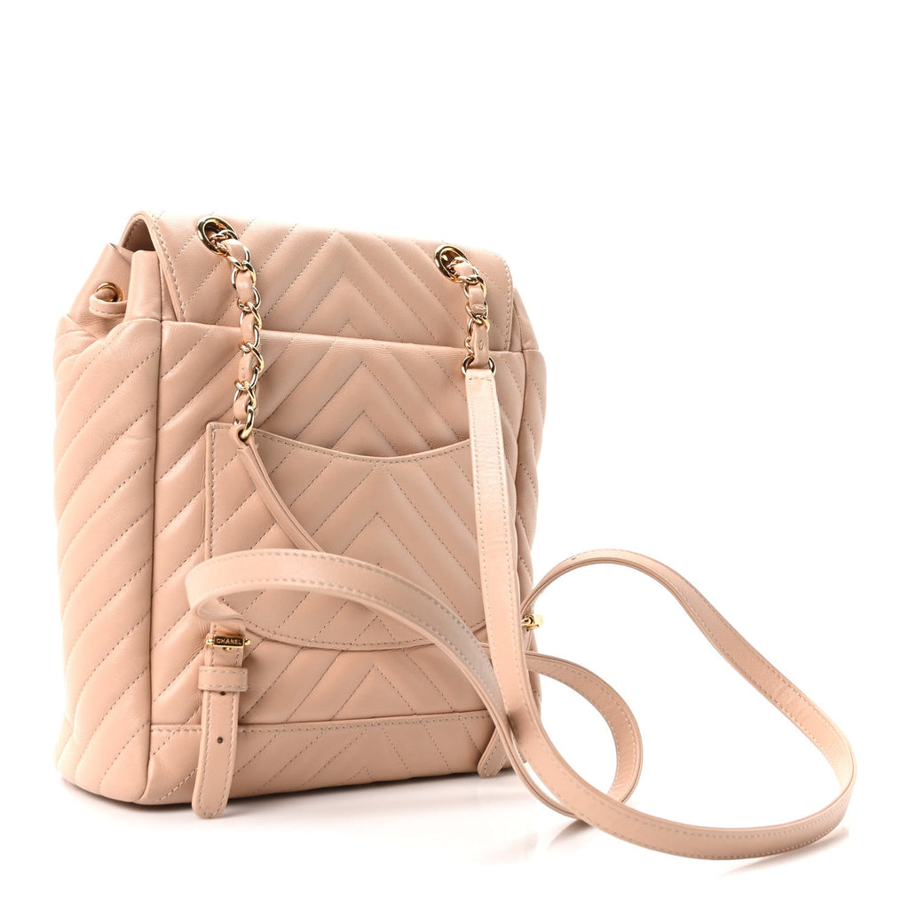 Calfskin Chevron Quilted Small Urban Spirit Backpack Beige