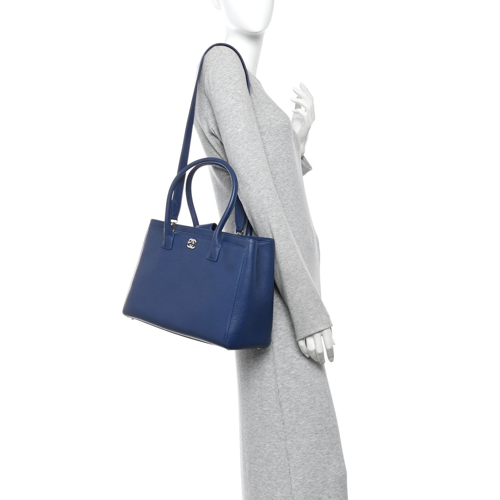 Calfskin Cerf Executive Shopper Tote Marine