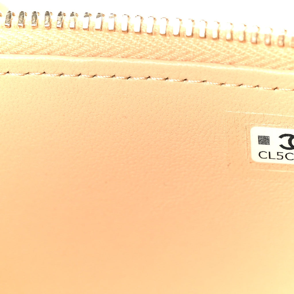 Braided Raffia Top Handle Slim Vanity Case With Chain Beige