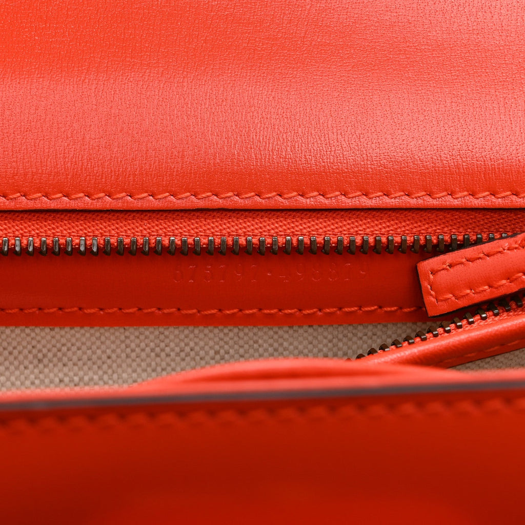 Boarded Dyana Lux Calfskin Web Small Bamboo 1947 Top Handle Bag Calypso Orange