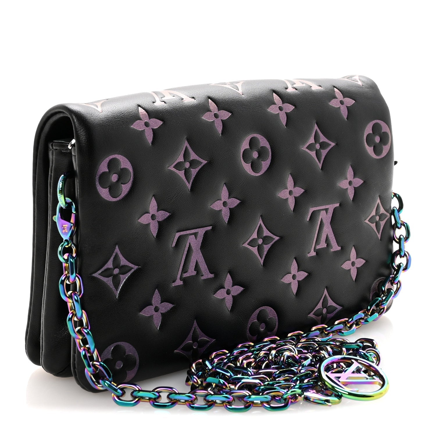 Lambskin Embossed Monogram Scarabeo Pochette Coussin Black