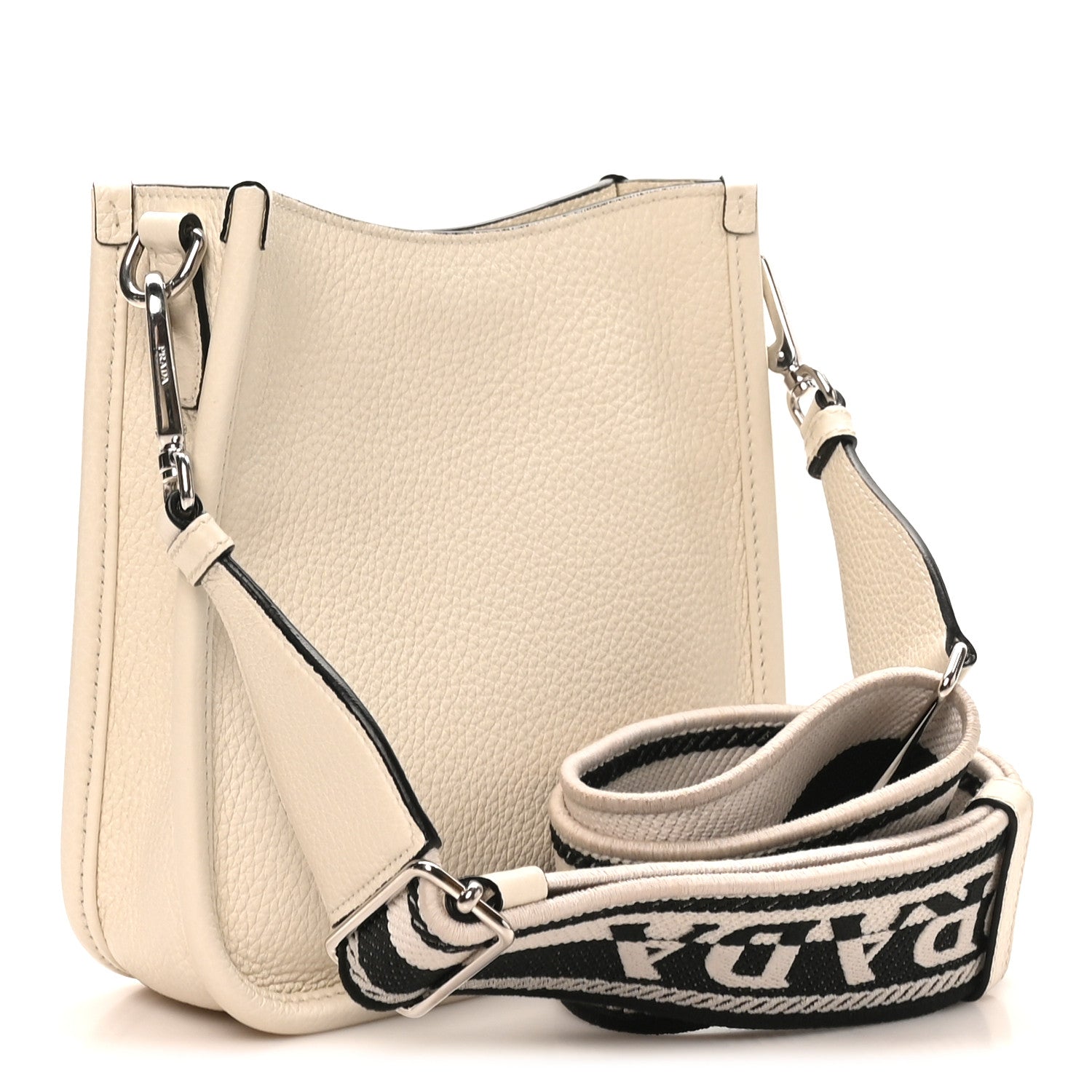 Vitello Daino Soft Mini Hobo Messenger Bag White