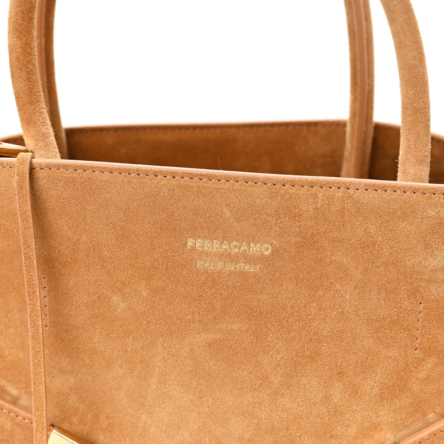 Suede Calfskin Large Hug Bag Natural