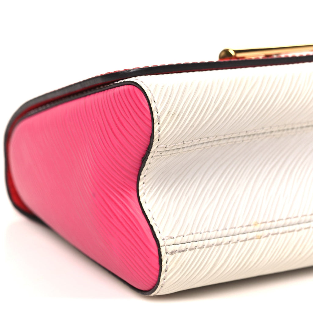 Epi Twist Shoulder Bag MM Coquelicot Hot Pink White