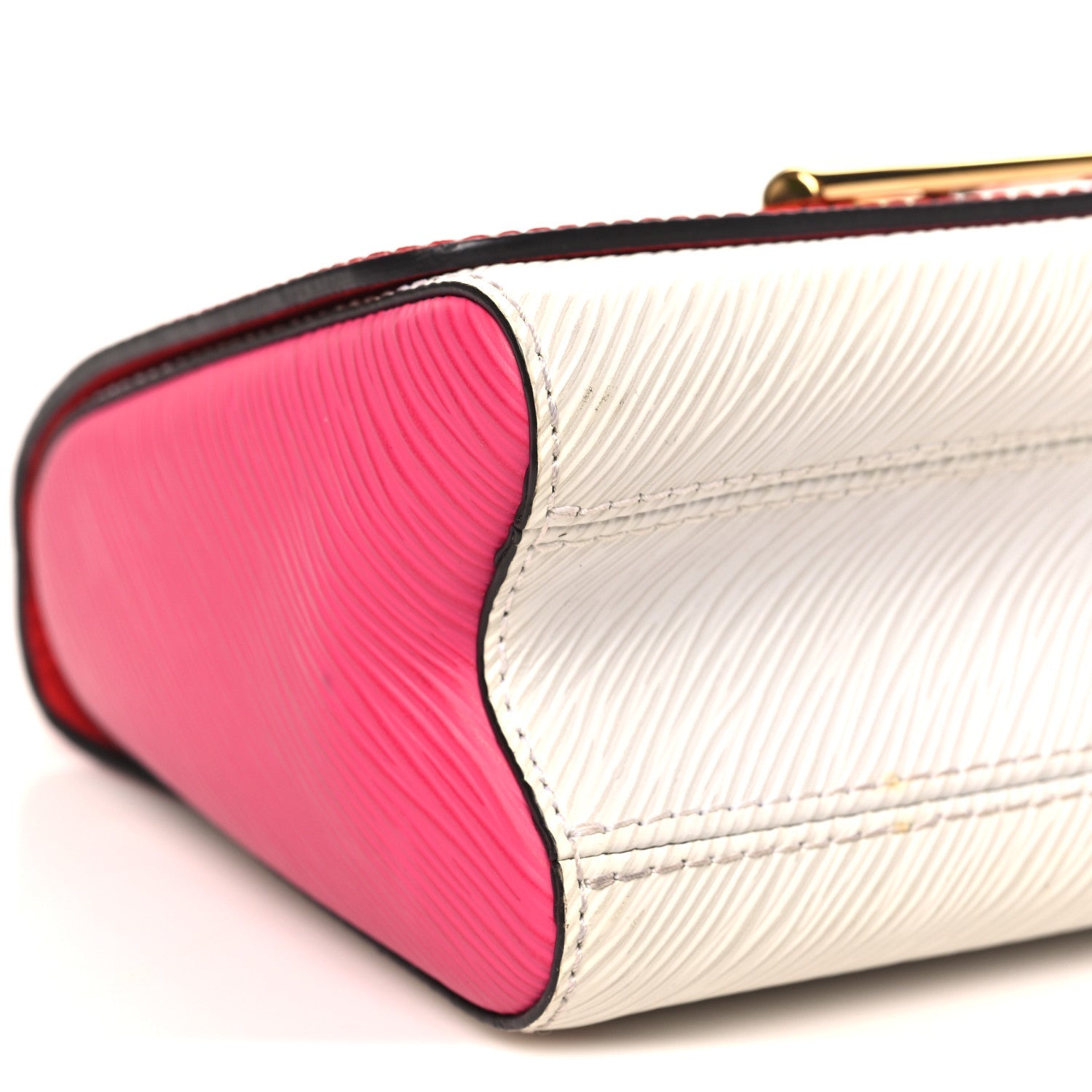 Epi Twist Shoulder Bag MM Coquelicot Hot Pink White