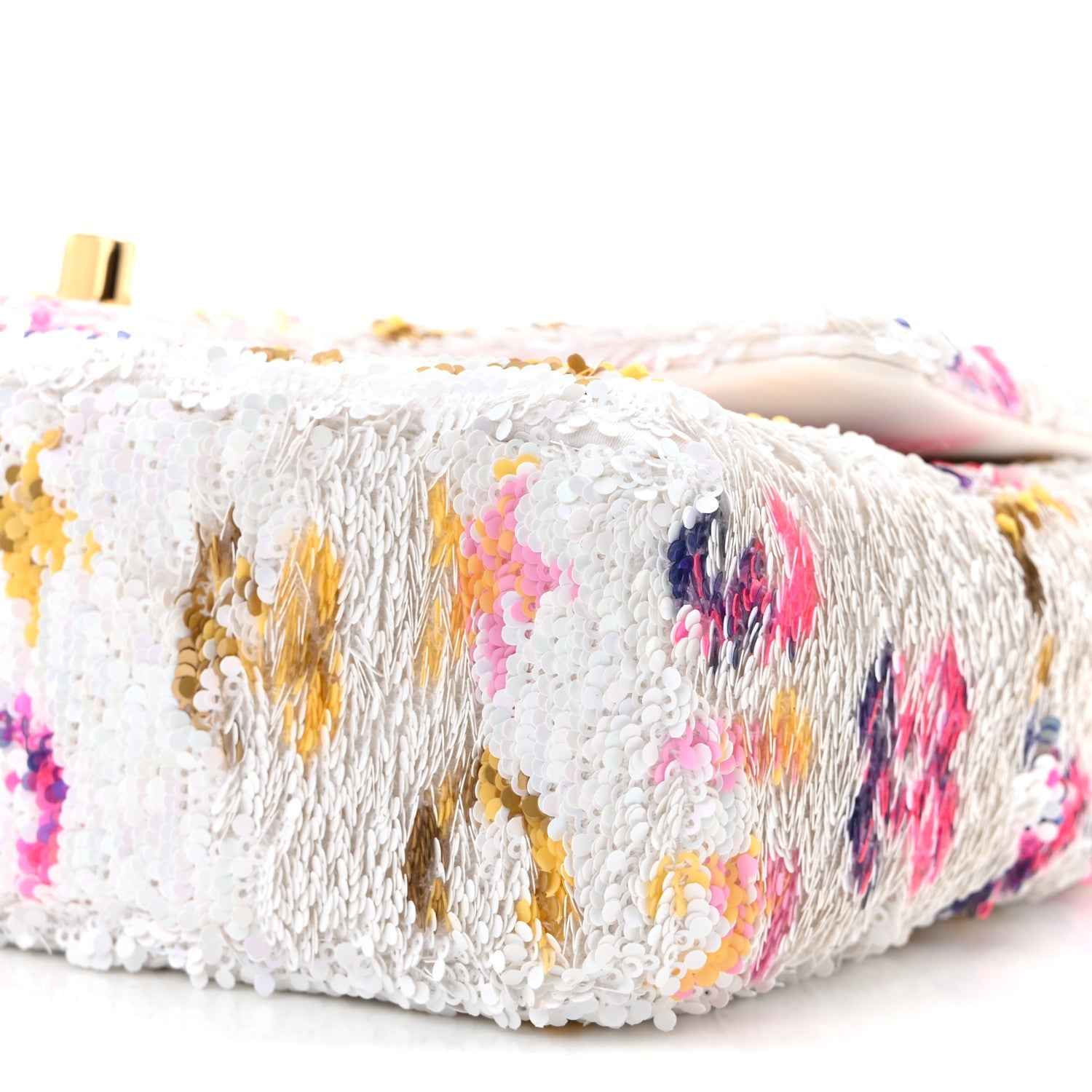 Sequin Logo CC Small Single Flap White Multicolor