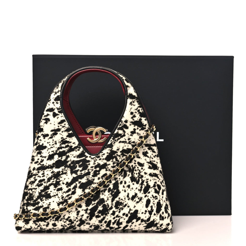Pony Hair Printed Chic Lady Small Shopping Tote White Black