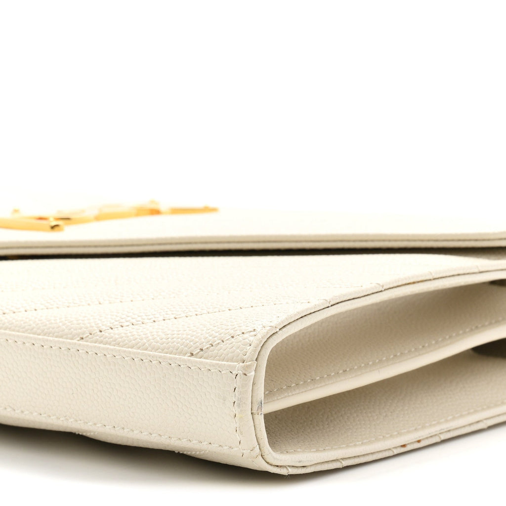 Grain De Poudre Matelasse Chevron Monogram Chain Wallet Crema Soft