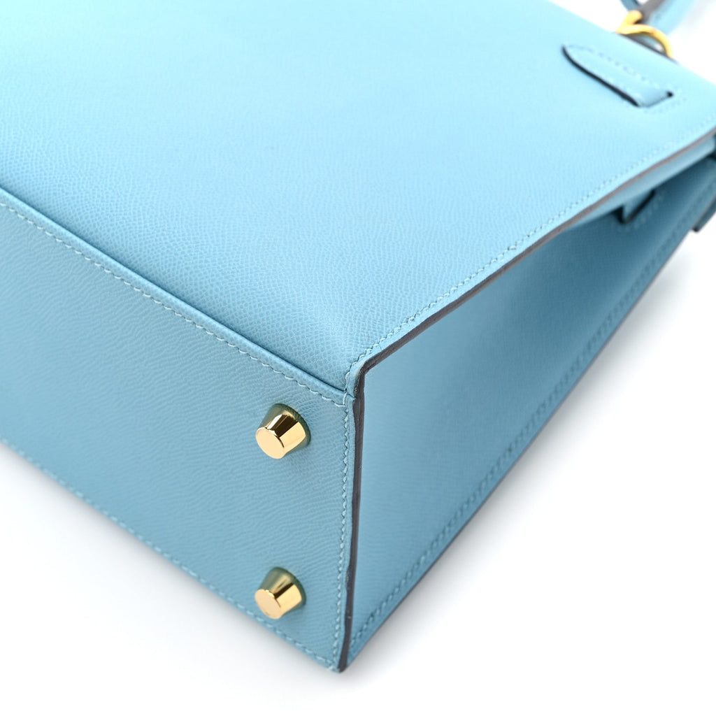 Madame Calfskin Kelly Sellier 25 Bleu Du Nord