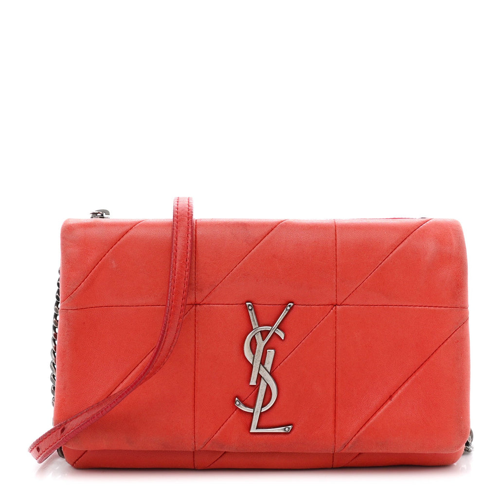 Lambskin Patchwork Monogram Jamie Chain Wallet Red