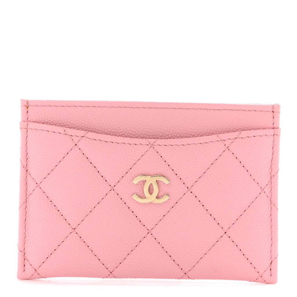 Caviar Quilted Card Holder Pink