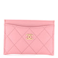 Caviar Quilted Card Holder Pink
