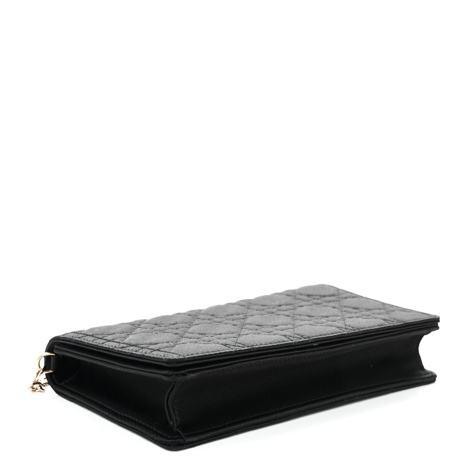 Satin Cannage Lady Dior Convertible Clutch Black