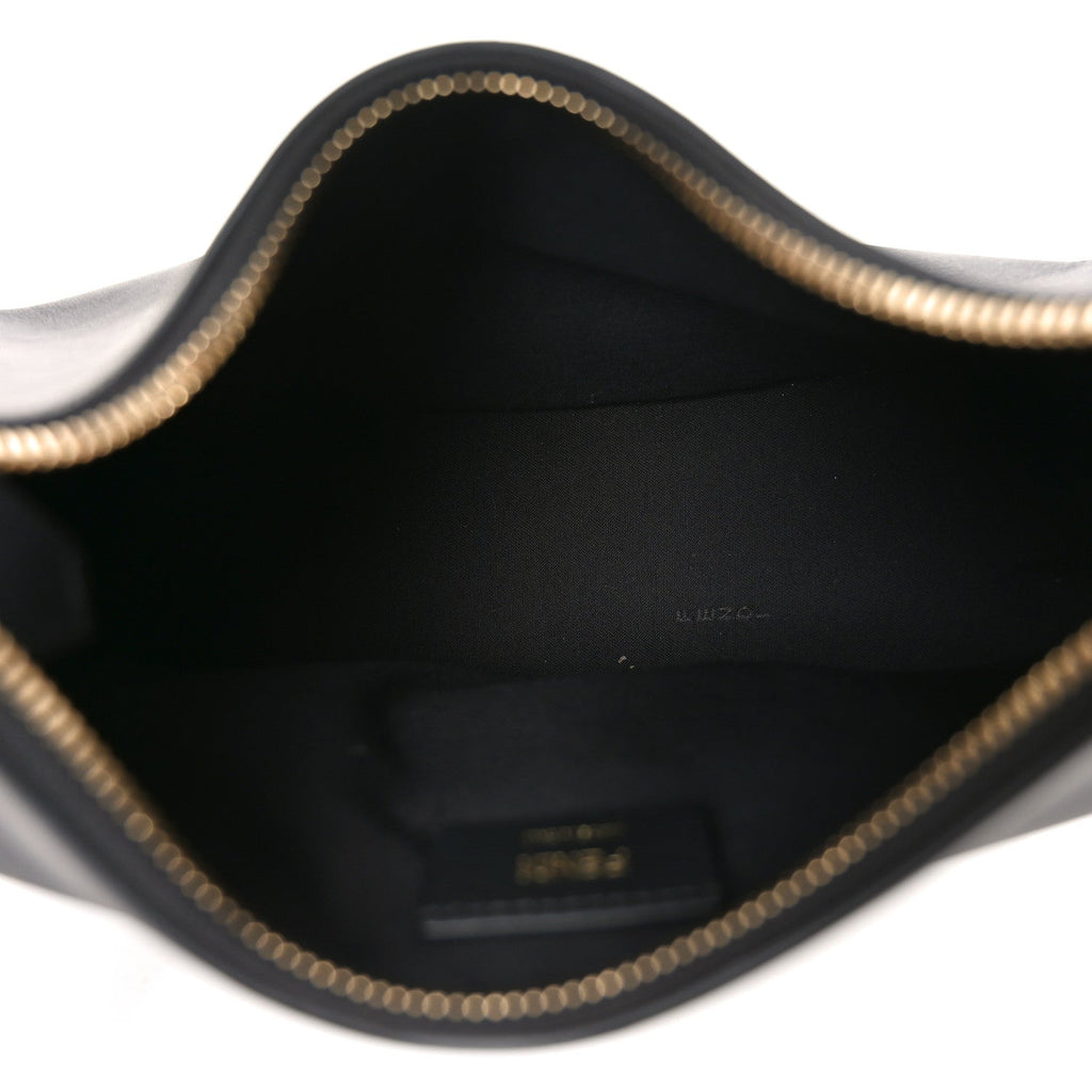 Vitello Grace Matte Small Fendigraphy Hobo Bag Black