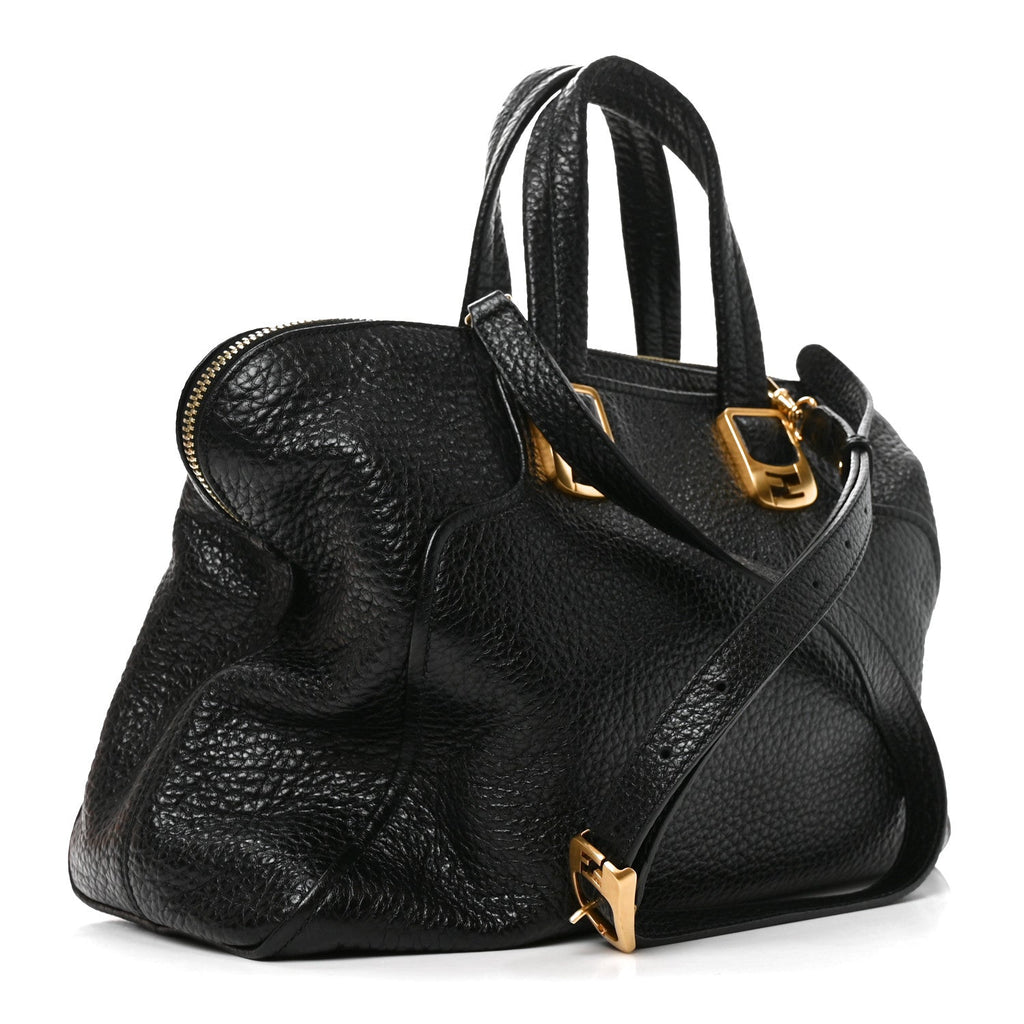 Pebbled Calfskin Large Chameleon Tote  Black