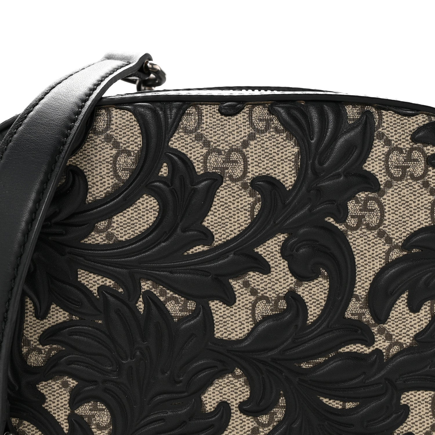 GG Supreme Monogram Arabesque Mini Chain Shoulder Bag Beige Black