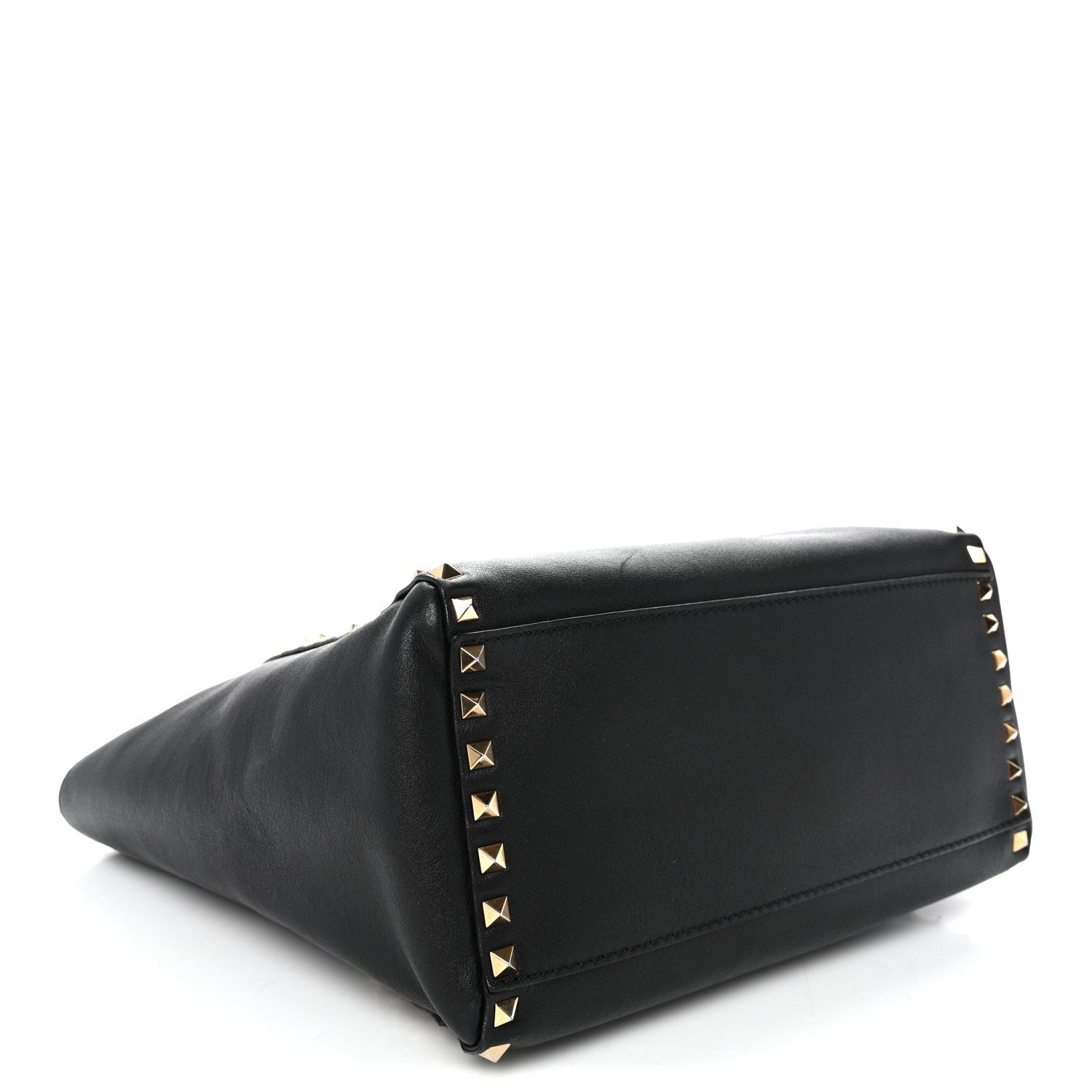Vitello Rockstud Double Handle Tote Black