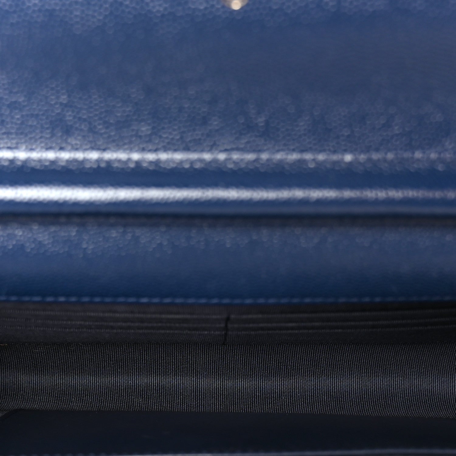 Caviar Quilted Wallet on Chain WOC Navy Blue