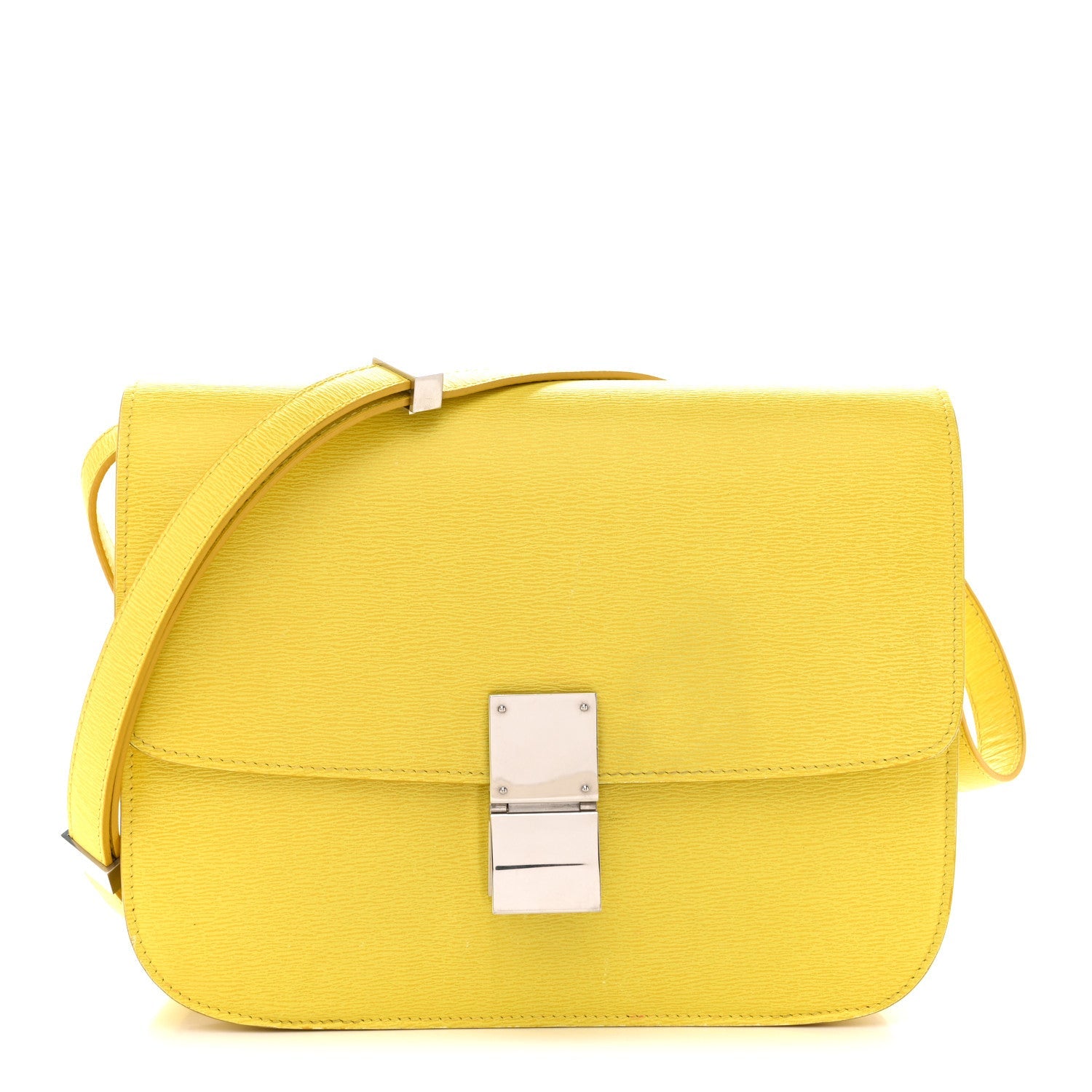 Liege Calfskin Medium Classic Box Flap Bag Fluo Yellow