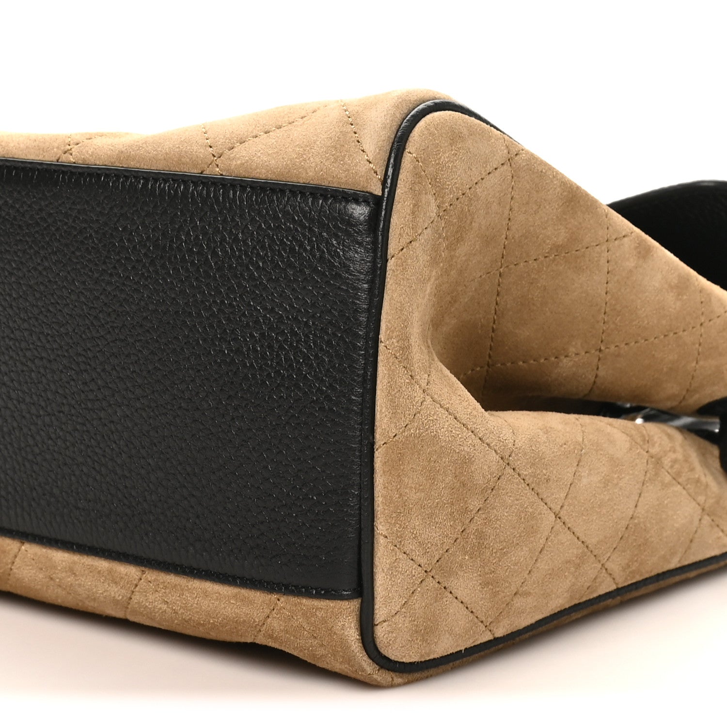 Grained Calfskin Suede Urban Essentials Large Shopping Bag Dark Beige Black Dark Beige Black