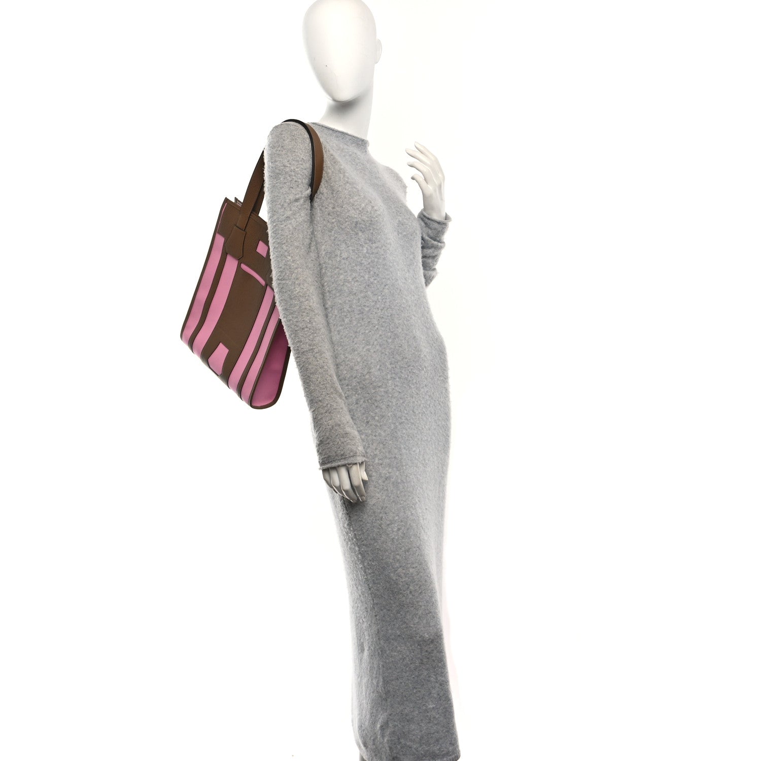 Canvas Calfskin Petit H Bell Tote Bag Rose Gold