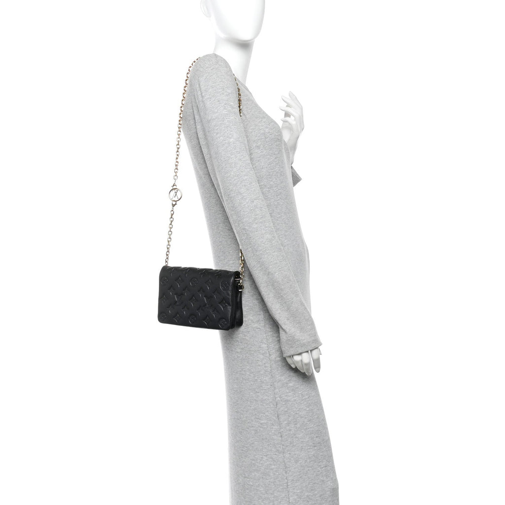 Lambskin Embossed Monogram Pochette Coussin Black