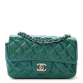 Patent Quilted Mini Rectangular Flap Turquoise