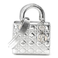 Metallic Grained Calfskin Cannage Small Lucky Badges My Lady Dior Silver