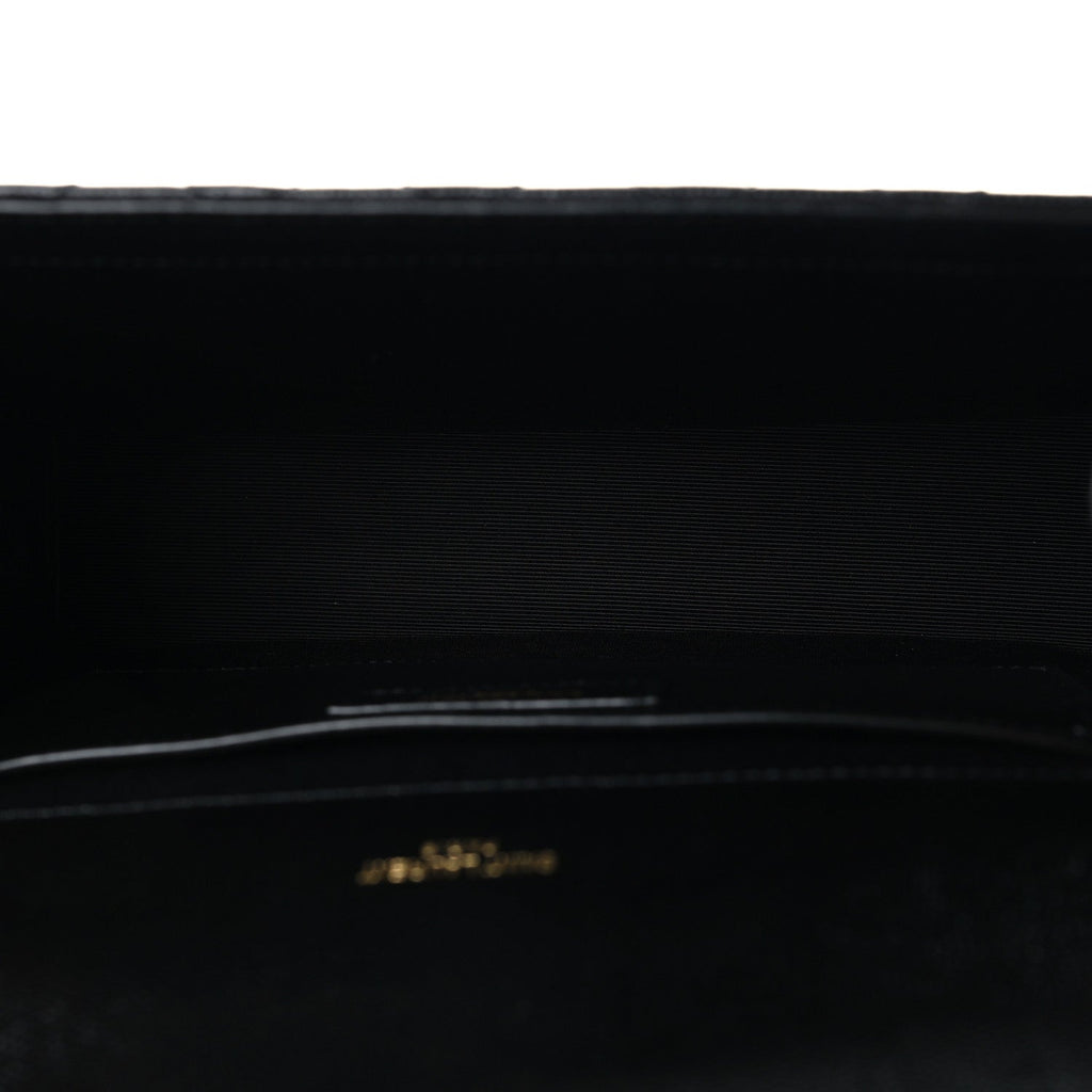 Grain De Poudre Textured Mixed Matelasse Triquilt Medium Monogram Satchel Black