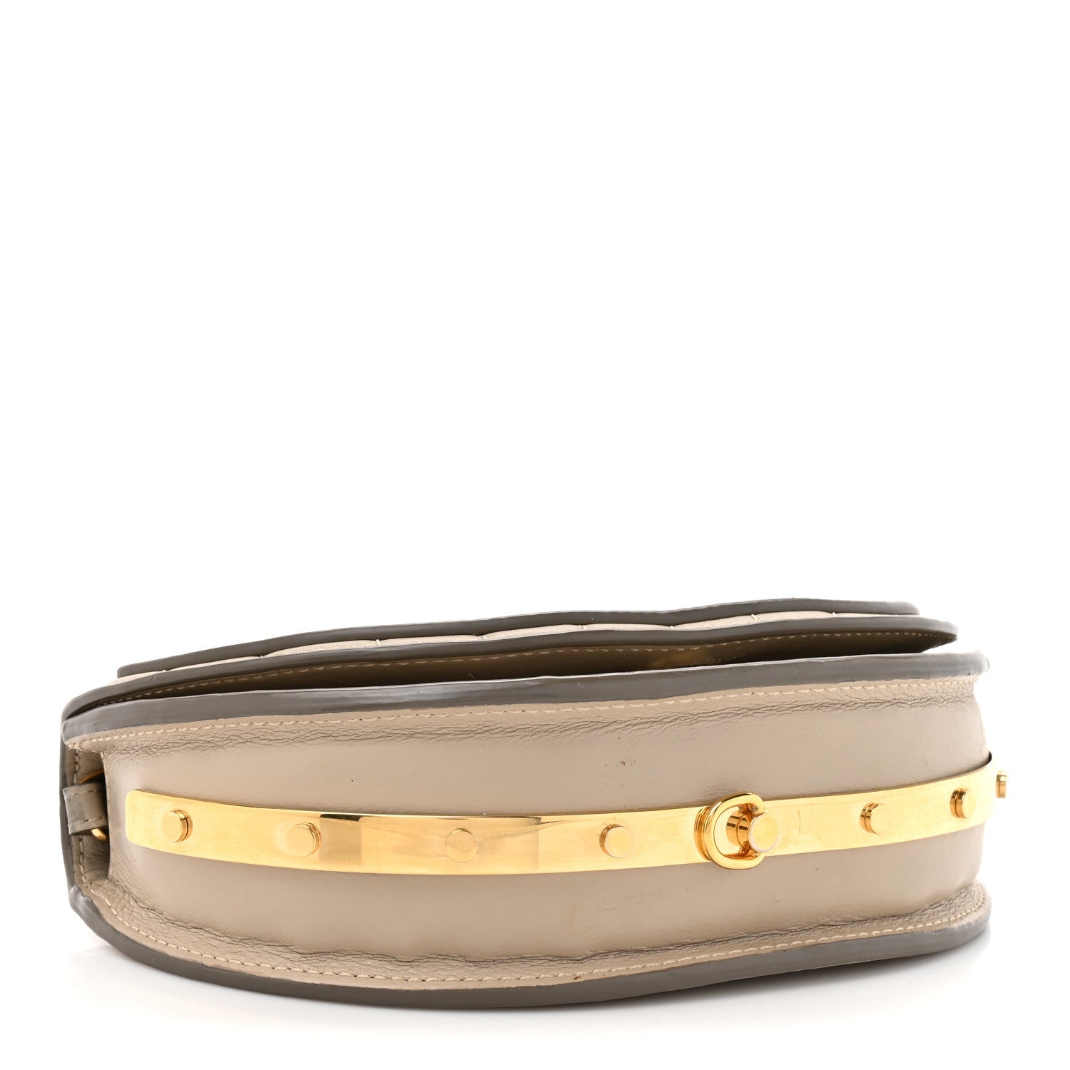 Calfskin Lambskin Quilted Studded Nile Bracelet Minaudiere Bag Pastel Grey