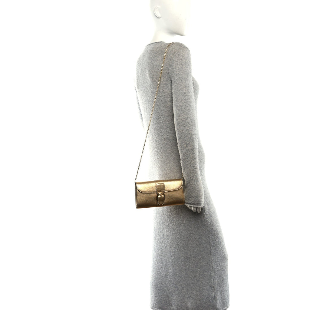 Metallic Rodeo Calfskin Brillant Wallet On Chain Satin Gold