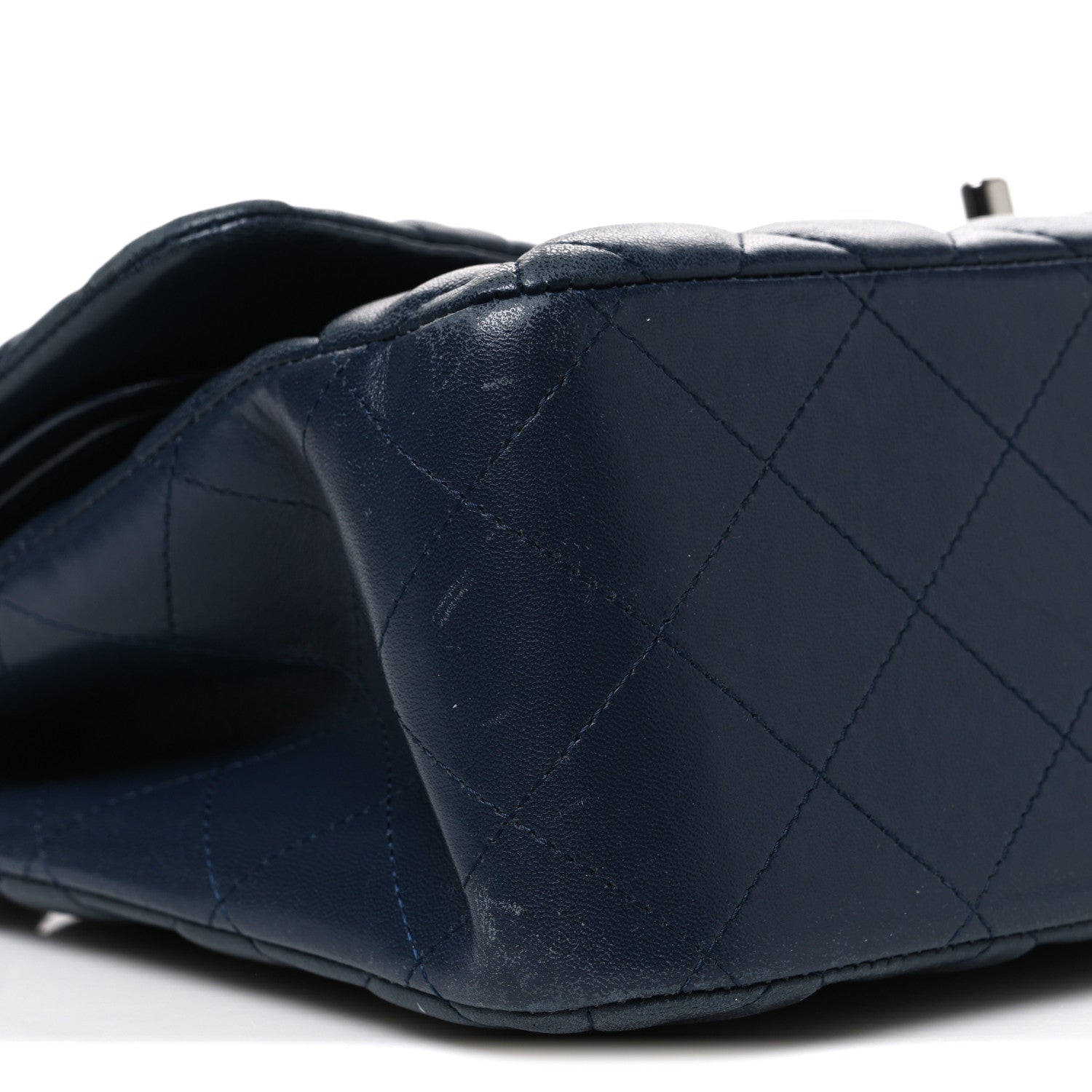 Lambskin Quilted Jumbo Double Flap Navy
