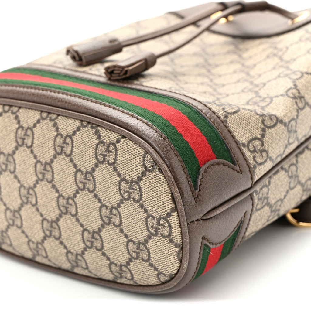 GG Supreme Monogram Web Small Ophidia Bucket Bag Brown