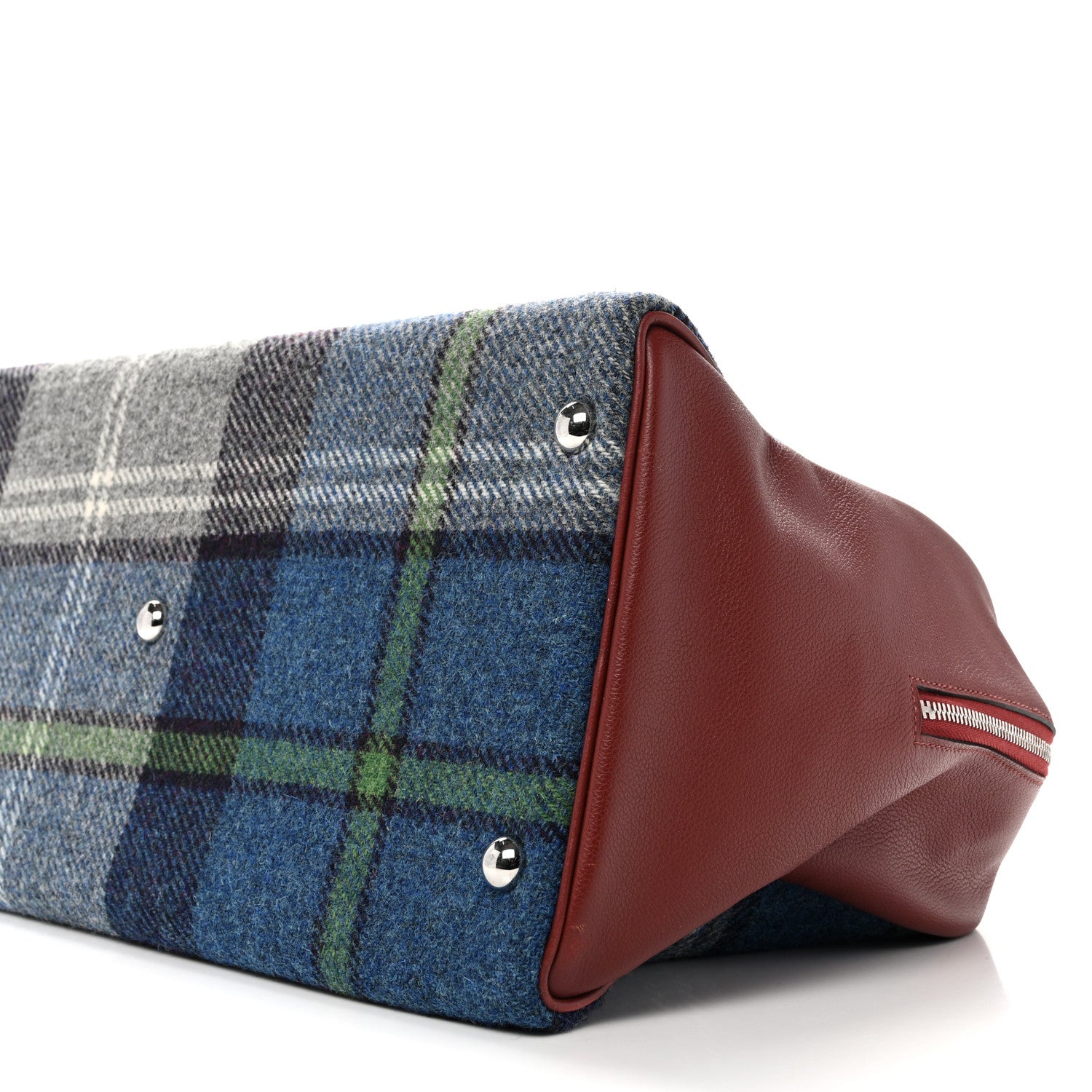 Evercolor Wool Tweed Tartan Galop d'Hermes Fourre Tout 50 Rouge H Bleu De Malte