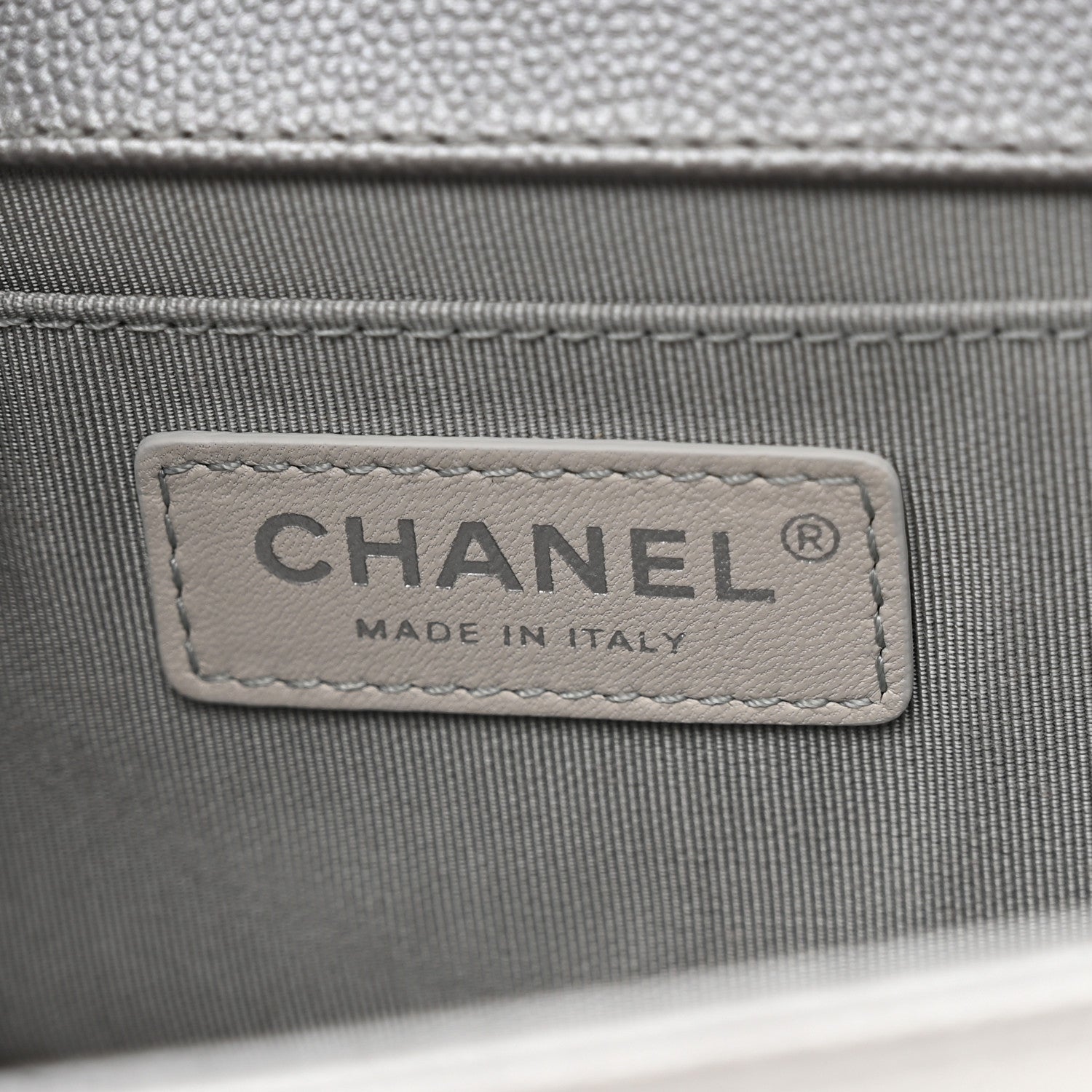 Metallic Caviar Chevron Quilted Medium Boy Flap Silver