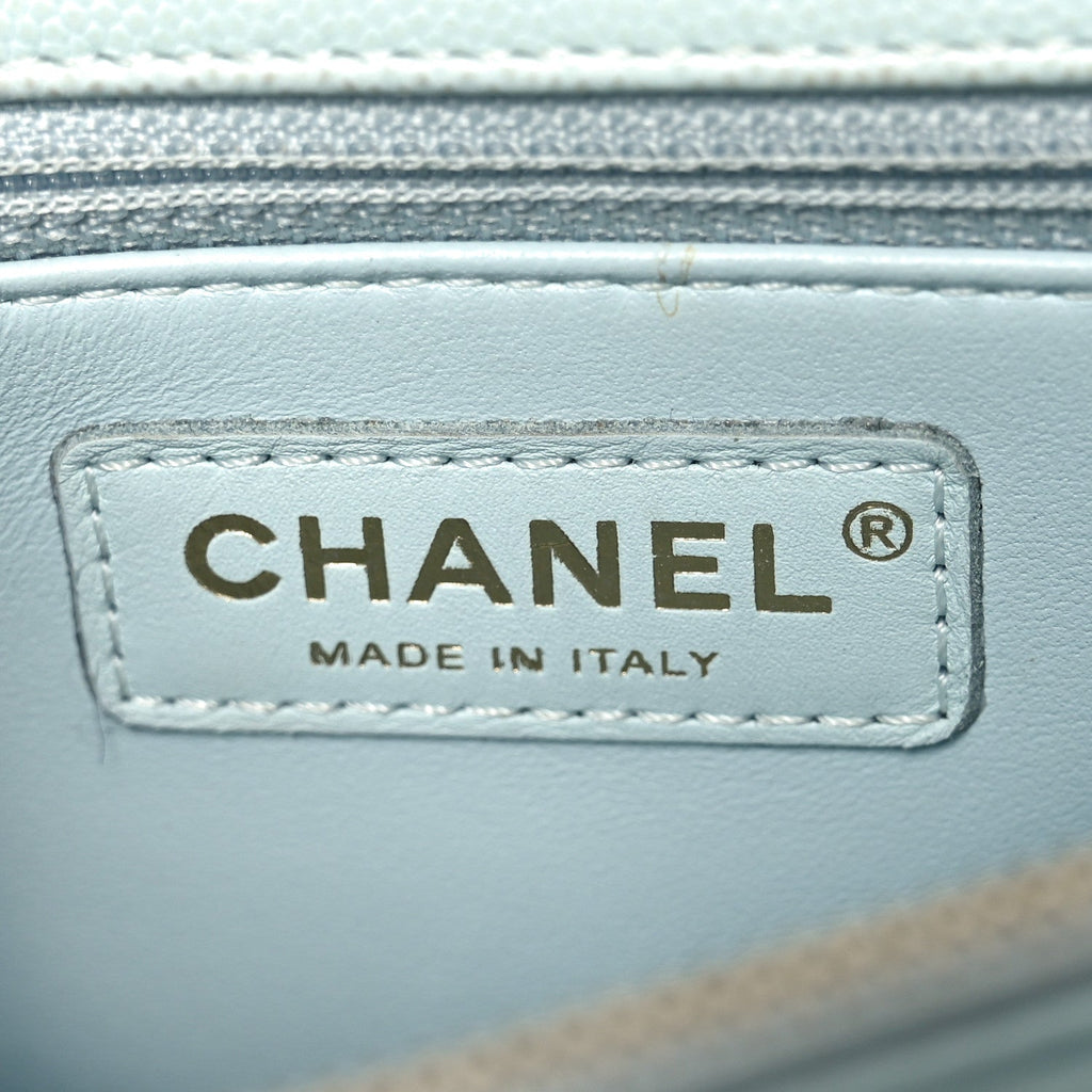 Caviar Quilted Small Coco Handle Flap Light Blue