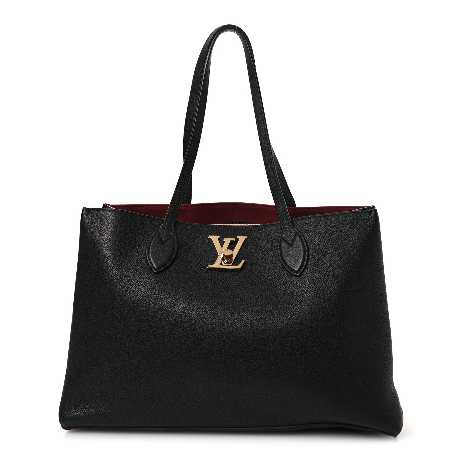 Grained Calfskin Lockme Shopper Black